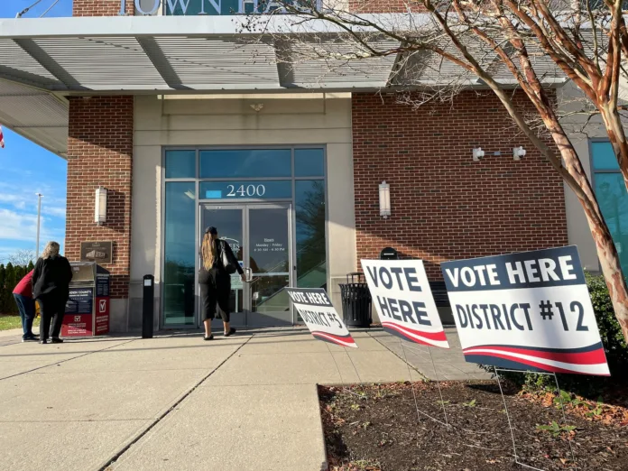 A voting center in the United States